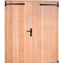 Douglas dubbele dichte deur met zwart beslag inclusief kozijn, 168 x 201 cm, kleurloos geïmpregneerd.