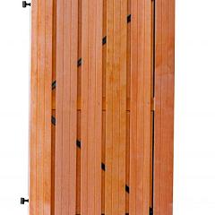 Hardhouten plankendeur recht verticaal op zwart verstelbaar stalen frame 100 x 180 cm.