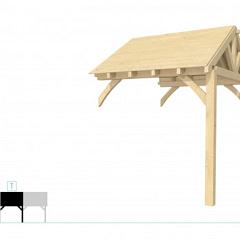 Buitenverblijf met zadeldak Excellent Modulair, vuren, tussenstuk L/B, 243x307 cm, onbehandeld.