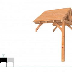 Buitenverblijf met zadeldak Excellent Modulair, douglas, tussenstuk L/A, 193x307 cm, onbehandeld.