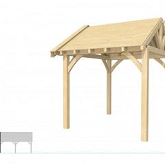 Buitenverblijf met zadeldak Excellent Modulair, vuren, linkerdeel L/B, 257x307 cm, onbehandeld.
