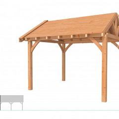 Buitenverblijf met zadeldak Excellent Modulair, douglas, linkerdeel L/D, 357x307 cm, onbehandeld.