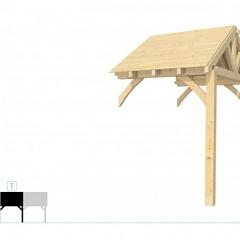 Buitenverblijf met zadeldak Excellent Modulair, vuren, tussenstuk L/A, 193x307 cm, onbehandeld.