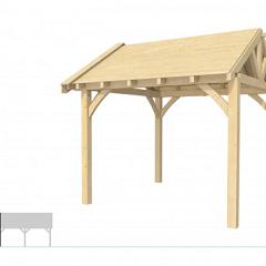Buitenverblijf met zadeldak Excellent Modulair, vuren, linkerdeel L/C, 307x307 cm, onbehandeld.