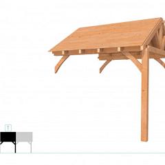 Buitenverblijf met zadeldak Excellent Modulair, douglas, tussenstuk L/C, 293x307 cm, onbehandeld.