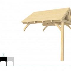 Buitenverblijf met zadeldak Excellent Modulair, vuren, tussenstuk L/C, 293x307 cm, onbehandeld.