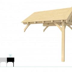 Buitenverblijf met zadeldak Excellent Modulair, vuren, rechterdeel L/C, 293x307 cm, onbehandeld.