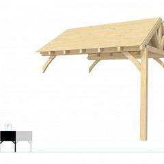 Buitenverblijf met zadeldak Excellent Modulair, vuren, tussenstuk L/D, 343x307 cm, onbehandeld.