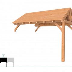 Buitenverblijf met zadeldak Excellent Modulair, douglas, tussenstuk L/E, 385x307 cm, onbehandeld.