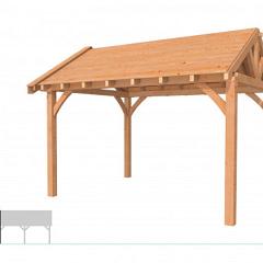 Buitenverblijf met zadeldak Excellent Modulair, douglas, linkerdeel L/E, 399x307 cm, onbehandeld.