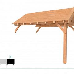 Buitenverblijf met zadeldak Excellent Modulair, douglas, rechterdeel L/E, 385x307 cm, onbehandeld.