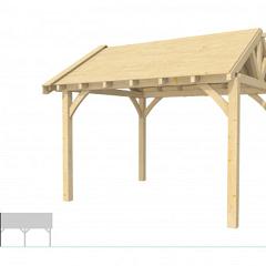 Buitenverblijf met zadeldak Excellent Modulair, vuren, linkerdeel L/D, 357x307 cm, onbehandeld.