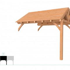 Buitenverblijf met zadeldak Excellent Modulair, douglas, tussenstuk L/D, 343x307 cm, onbehandeld.