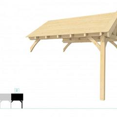 Buitenverblijf met zadeldak Excellent Modulair, vuren, rechterdeel L/D, 343x307 cm, onbehandeld.