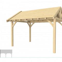 Buitenverblijf met zadeldak Excellent Modulair, vuren, linkerdeel L/E, 399x307 cm, onbehandeld.