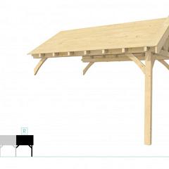 Buitenverblijf met zadeldak Excellent Modulair, vuren, rechterdeel L/E, 385x307 cm, onbehandeld.