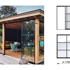 Industriële schuifwand A, 178,5 x 224 cm.