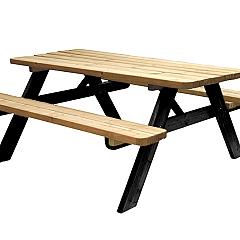 Picknicktafel Easy, 40 mm dik, bladmaat 180 x 70 cm, geïmpregneerd en zwart gedompeld.