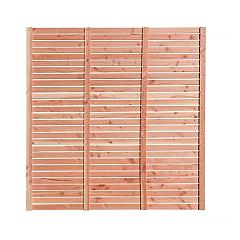 Douglas enkelzijdig geschaafd latten scherm, recht horizontaal, 180 x 180 cm.