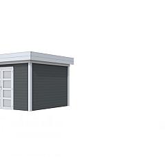 Vuren Topvision Parelhoen, 400 x 300 cm, wanden antraciet en basis lichtgrijs.