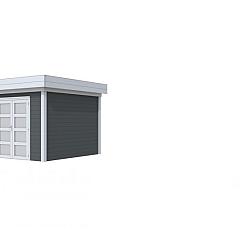 Vuren Topvision Bosuil, 300 x 300 cm, wanden antraciet en basis lichtgrijs.