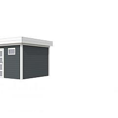 Vuren Topvision Tapuit, 300 x 300 cm, wanden antraciet en basis wit.