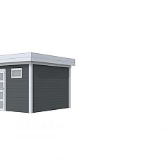 Vuren Topvision Tapuit, 300 x 300 cm, wanden antraciet en basis lichtgrijs.