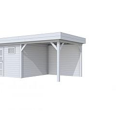 Vuren Topvision Tapuit, 300 x 300 en luifel 300 cm, lichtgrijs gespoten.