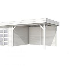 Vuren Topvision Bosuil, 300 x 300 en luifel 400 cm, wit gespoten.