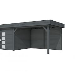 Vuren Topvision Parelhoen, 400 x 300 en luifel 400 cm, antraciet gespoten.