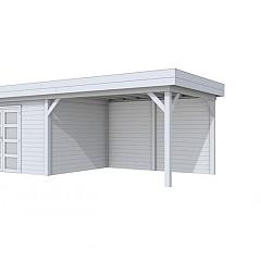 Vuren Topvision Parelhoen, 400 x 300 en luifel 400 cm, lichtgrijs gespoten.