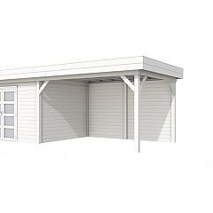 Vuren Topvision Parelhoen, 400 x 300 en luifel 400 cm, wit gespoten.