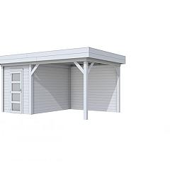 Vuren Topvision Kiekendief, 200 x 300 en luifel 300 cm, lichtgrijs gespoten.