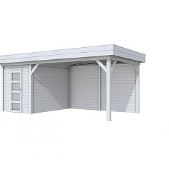 Vuren Topvision Kiekendief, 200 x 300 en luifel 400 cm, lichtgrijs gespoten.