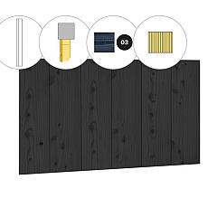 Halfhouts rabat douglas enkelzijdige wand D, 328,5 x 224 cm, zwart geïmpregneerd.