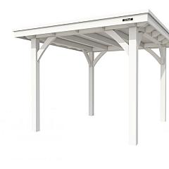 Buitenverblijf plat dak Excellent I, vuren, basismodel L/B, 257x307 cm, wit gespoten.