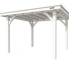 Buitenverblijf plat dak Excellent I, vuren, basismodel L/C, 307x307 cm, wit gespoten.