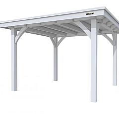 Buitenverblijf plat dak Excellent I, vuren, basismodel L/C, 307x307 cm, lichtgrijs gespoten.