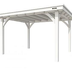 Buitenverblijf plat dak Excellent I, vuren, basismodel L/D, 357x307 cm, wit gespoten.