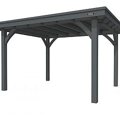 Buitenverblijf plat dak Excellent I, vuren, basismodel L/D, 357x307 cm, antraciet gespoten.