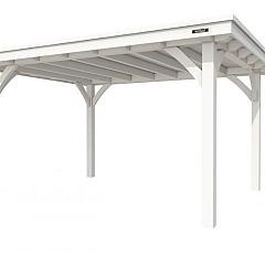 Buitenverblijf plat dak Excellent I, vuren, basismodel L/E, 399x307 cm, wit gespoten.