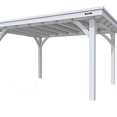 Buitenverblijf plat dak Excellent I, vuren, basismodel L/E, 399x307 cm, lichtgrijs gespoten.