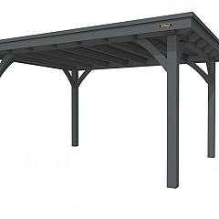 Buitenverblijf plat dak Excellent I, vuren, basismodel L/E, 399x307 cm, antraciet gespoten.