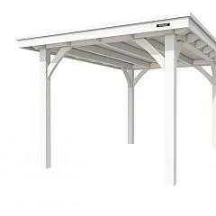 Buitenverblijf plat dak Excellent I, vuren, basismodel XXL/B, 257x399 cm, wit gespoten.