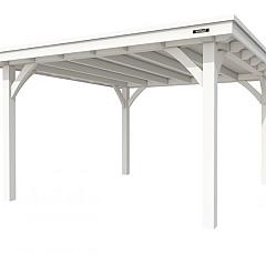 Buitenverblijf plat dak Excellent I, vuren, basismodel XXL/D, 357x399 cm, wit gespoten.