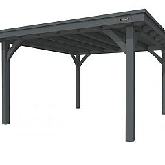 Buitenverblijf plat dak Excellent I, vuren, basismodel XXL/D, 357x399 cm, antraciet gespoten.