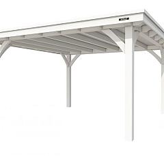 Buitenverblijf plat dak Excellent I, vuren, basismodel XXL/E, 399x399 cm, wit gespoten.