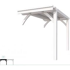 Buitenverblijf plat dak Excellent Modulair, vuren, tussenstuk L/A, 193x307 cm, wit gespoten.