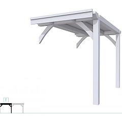 Buitenverblijf plat dak Excellent Modulair, vuren, tussenstuk L/A, 193x307 cm, lichtgrijs gespoten.