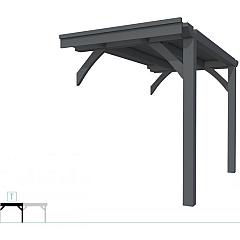 Buitenverblijf plat dak Excellent Modulair, vuren, tussenstuk L/A, 193x307 cm, antraciet gespoten.
